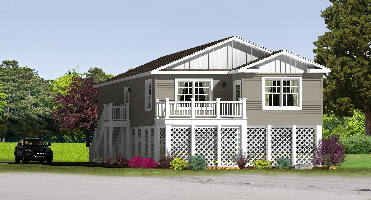 LX203-A Baywatch Coastal Shore Modular Home Exterior Rendering